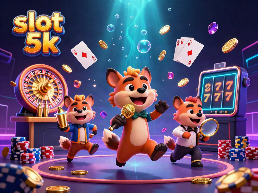 Engage in excitement with slot 5k actions featuring a vibrant casino scene with hyena characters.