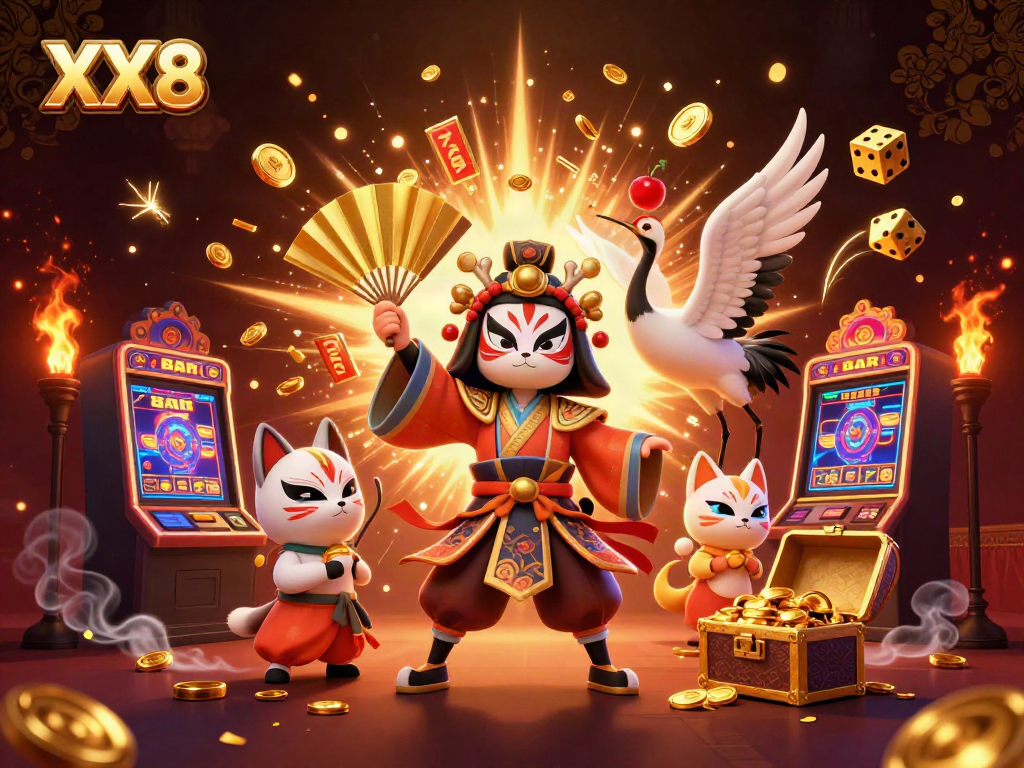 Experience the thrill of XX8 with kabuki warriors and exciting casino game elements!