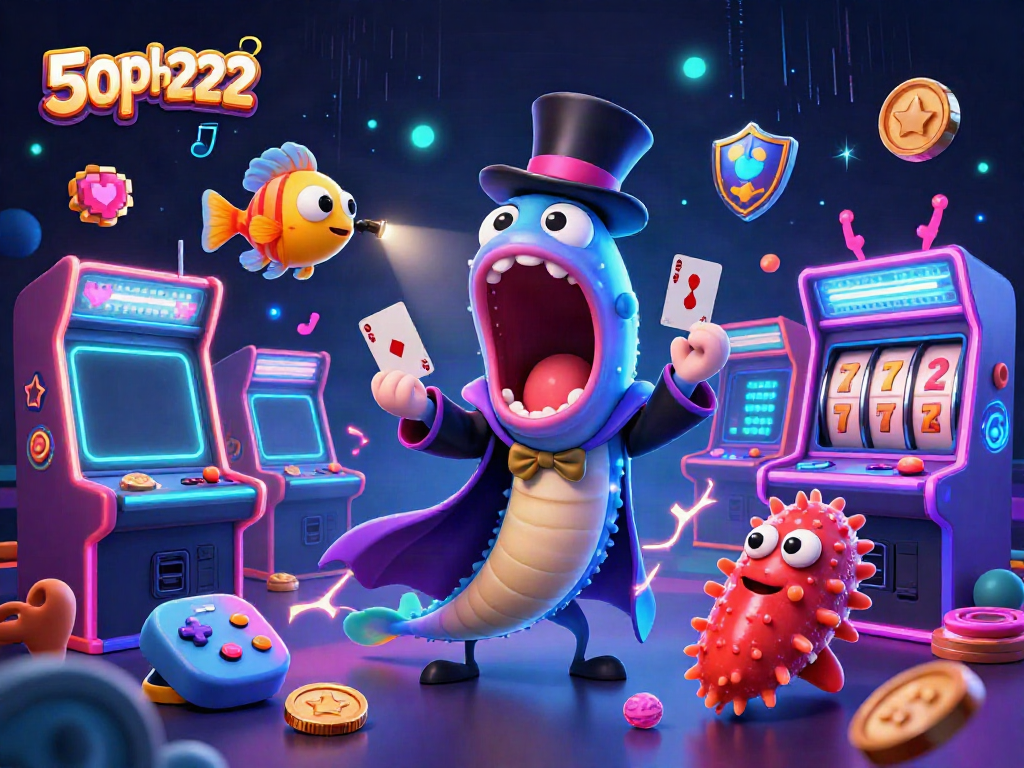 Experience the excitement of 50ph222 with vibrant casino-themed deep-sea characters performing magic tricks amidst colorful game elements.