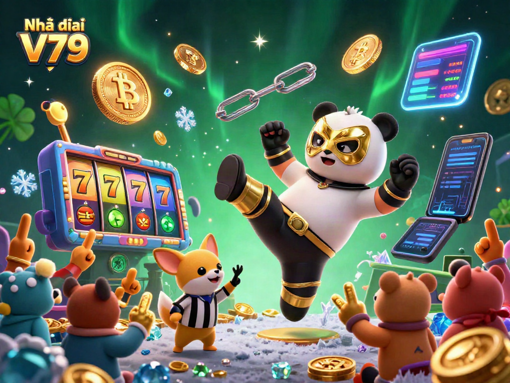 Engage in thrilling action at Nhà cái V79 with a panda champion and vibrant slot gameplay.