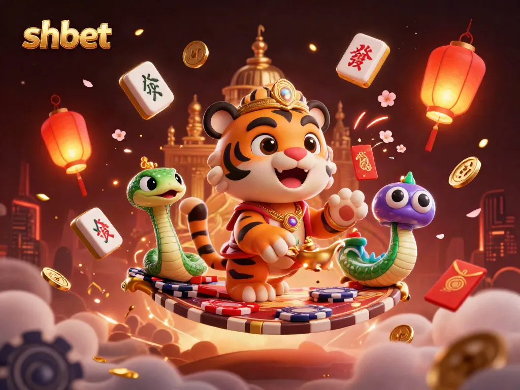 Experience exciting gameplay at shbet with a vibrant 3D cartoon scene featuring a tiger sultan on a flying carpet.