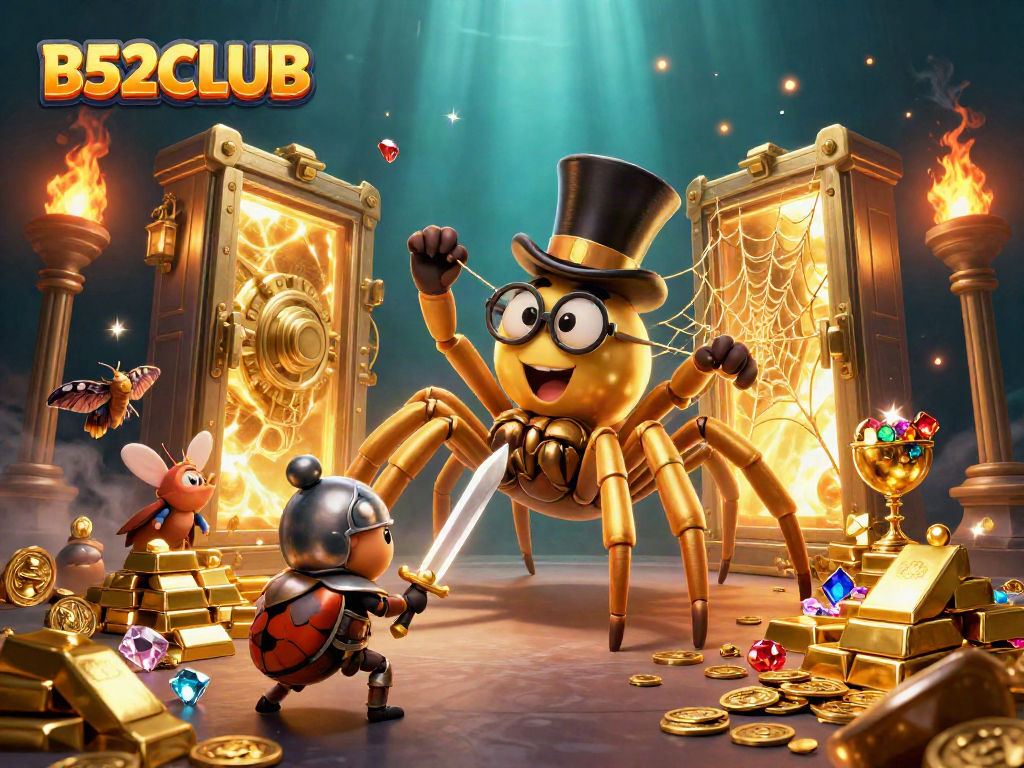 Experience thrilling gaming adventures at B52CLUB with a vibrant 3D casino scene.