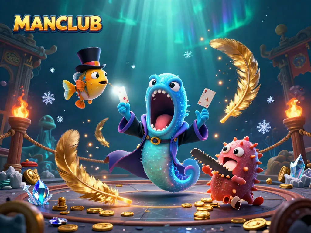 Engage with MANCLUB’s thrilling casino adventure featuring magical sea creatures in a vibrant underwater setting.