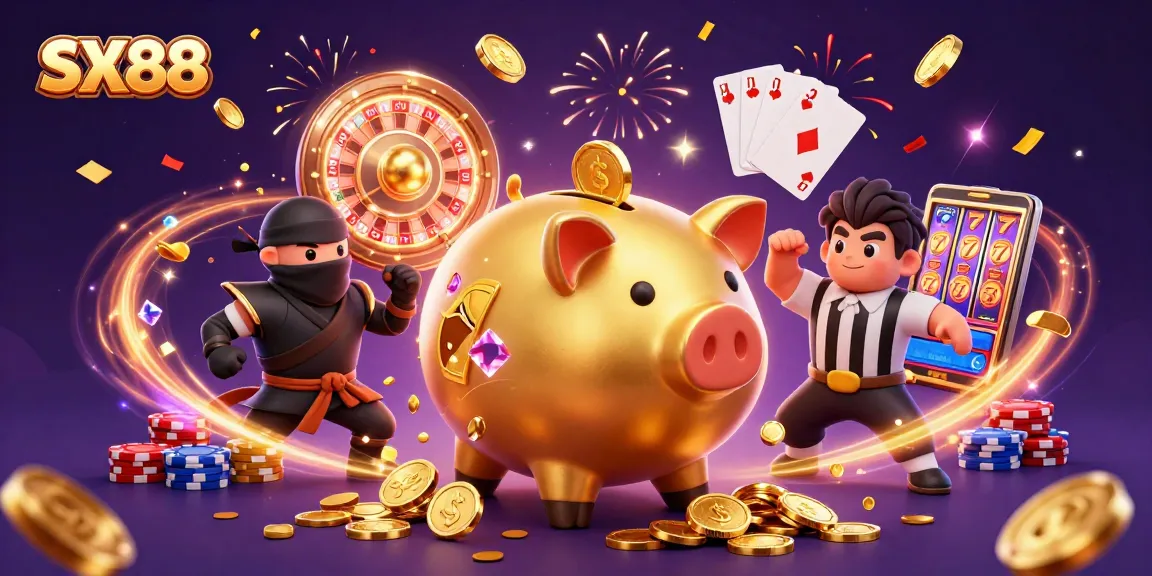 SX88 casino game scene featuring lively characters and vibrant elements celebrating big wins.