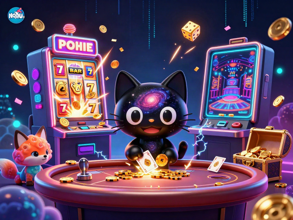 Spin the reels with nohu in an enchanting cosmic casino scene full of jackpots and vibrant energy.