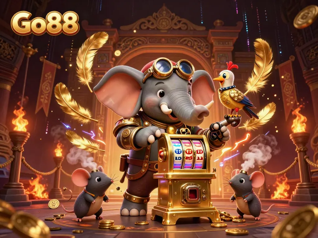 Experience the excitement at Go88 with dynamic steampunk casino elements and vibrant visuals.