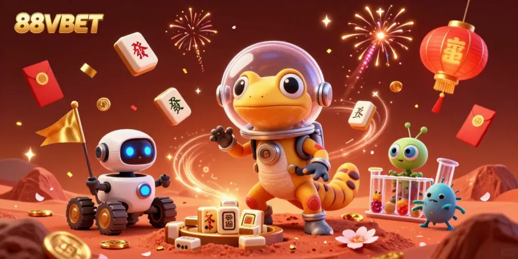 Experience ultimate gaming adventures at 88VBET, where a Martian gecko uncovers a hidden casino in vibrant 3D.
