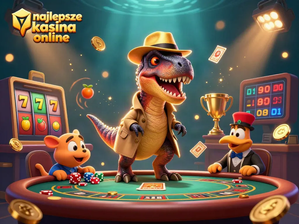 Catch the excitement at najlepsze kasyna online with a velociraptor card counter and animated slot elements!