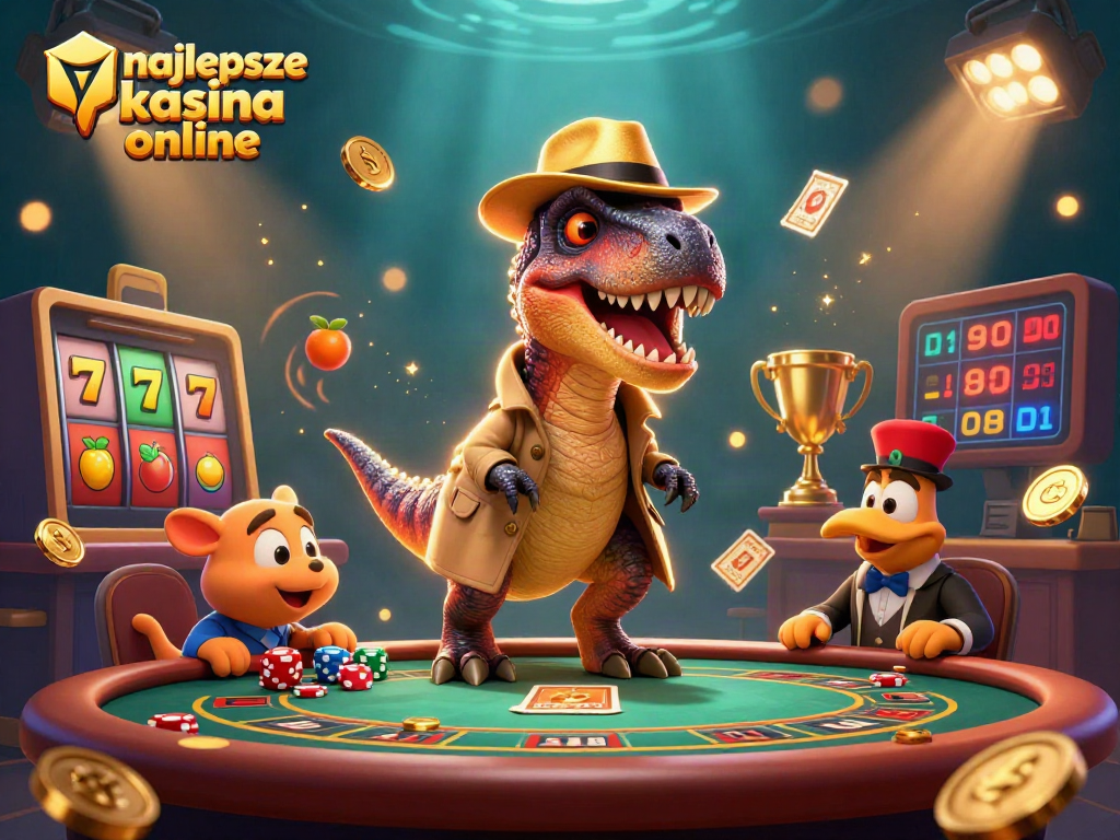 Catch the excitement at najlepsze kasyna online with a velociraptor card counter and animated slot elements!