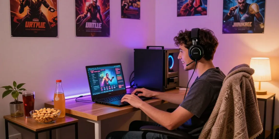 Player engaging with JERUKBET gaming interface in a cozy setting.