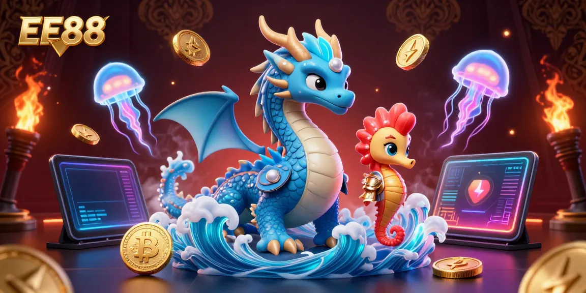 Engage with EE88's exciting gaming experience featuring vibrant 3D characters and cryptocurrency elements.