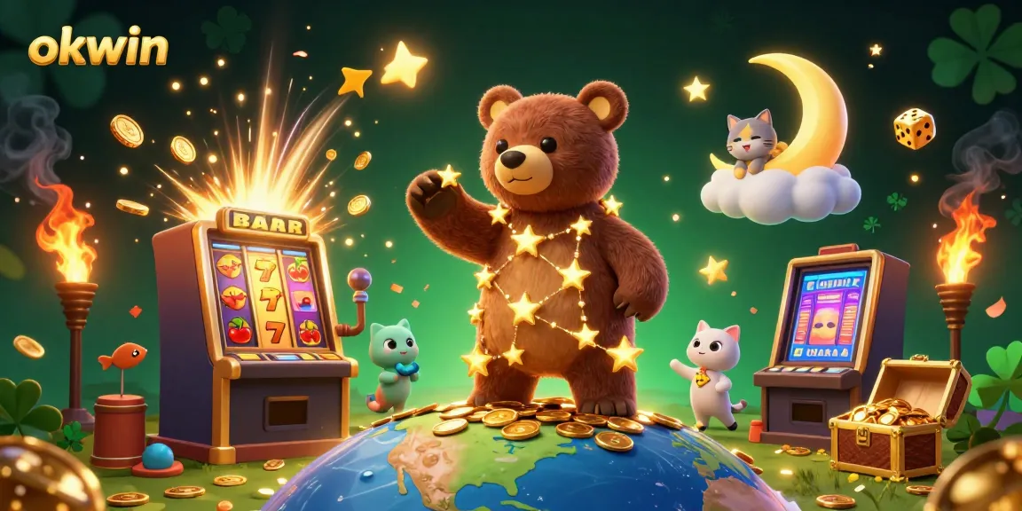 Spin the reels at okwin and win big with vibrant 3D jackpot imagery and cosmic characters.
