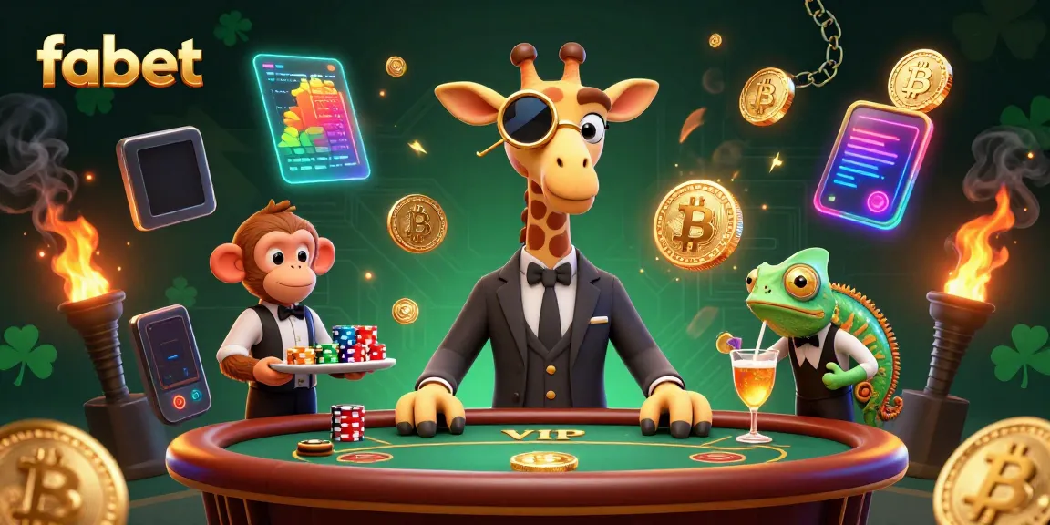 Experience the excitement at fabet with a vibrant 3D casino scene featuring characters and crypto elements.