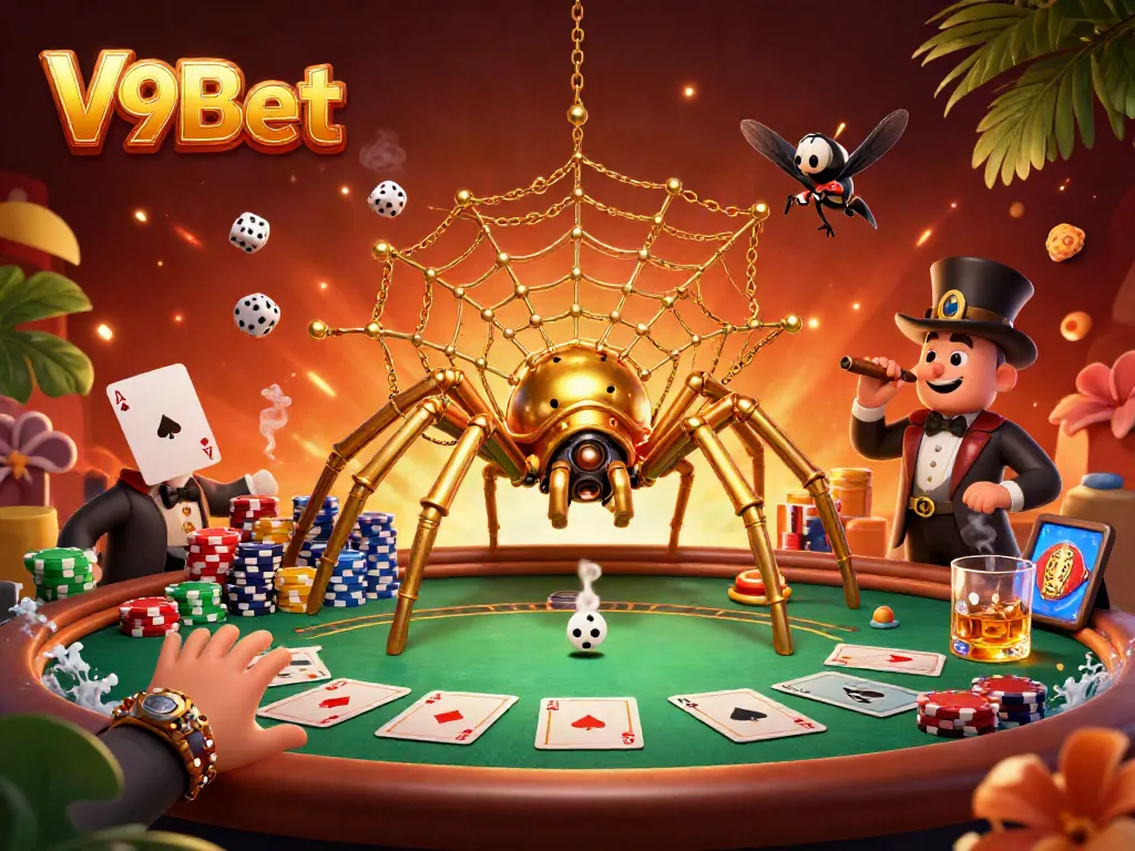 Engage with V9Bet's thrilling casino atmosphere filled with steampunk charm and vibrant elements.