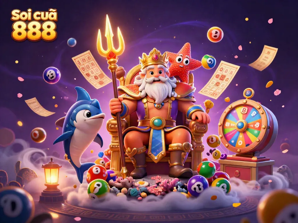 Join the fun with Soi cầu 888 lottery action, featuring vibrant balls and magical elements!
